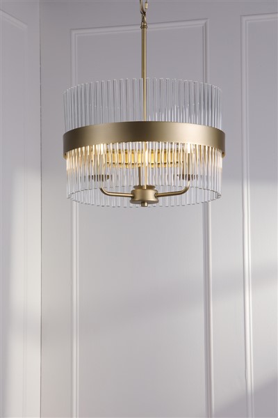 (image for) Laura Ashley Harrington 5lt Pendant Polished Nickel Glass